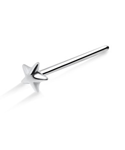 Solid Star Shaped Silver Straight Nose Stud NSKA-143